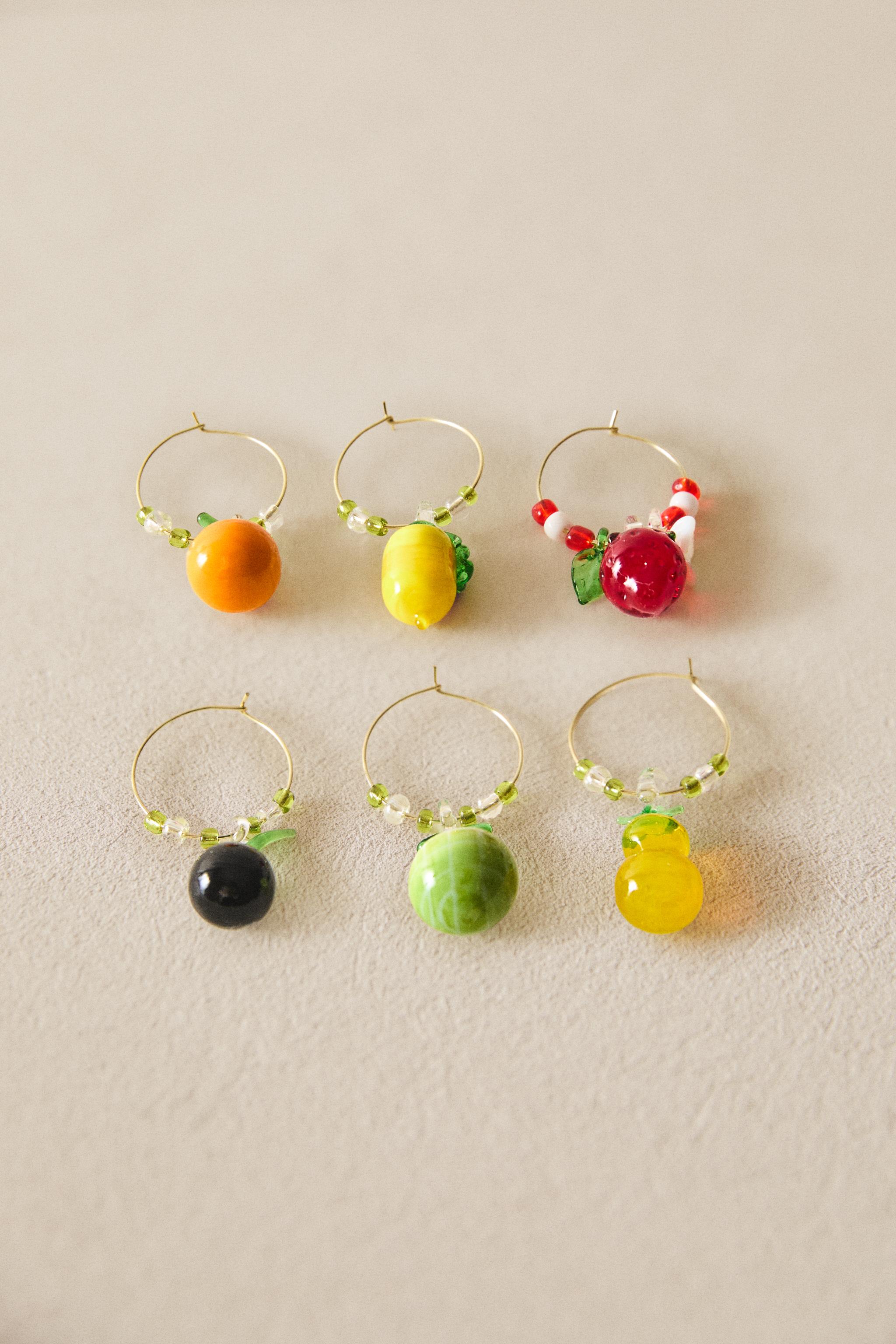 SET OF FRUIT GLASS CHARMS (SET OF 6)